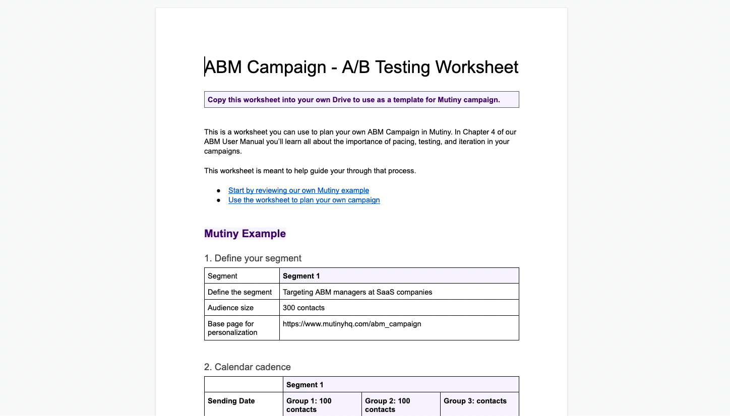 abm campaign a:b testing
