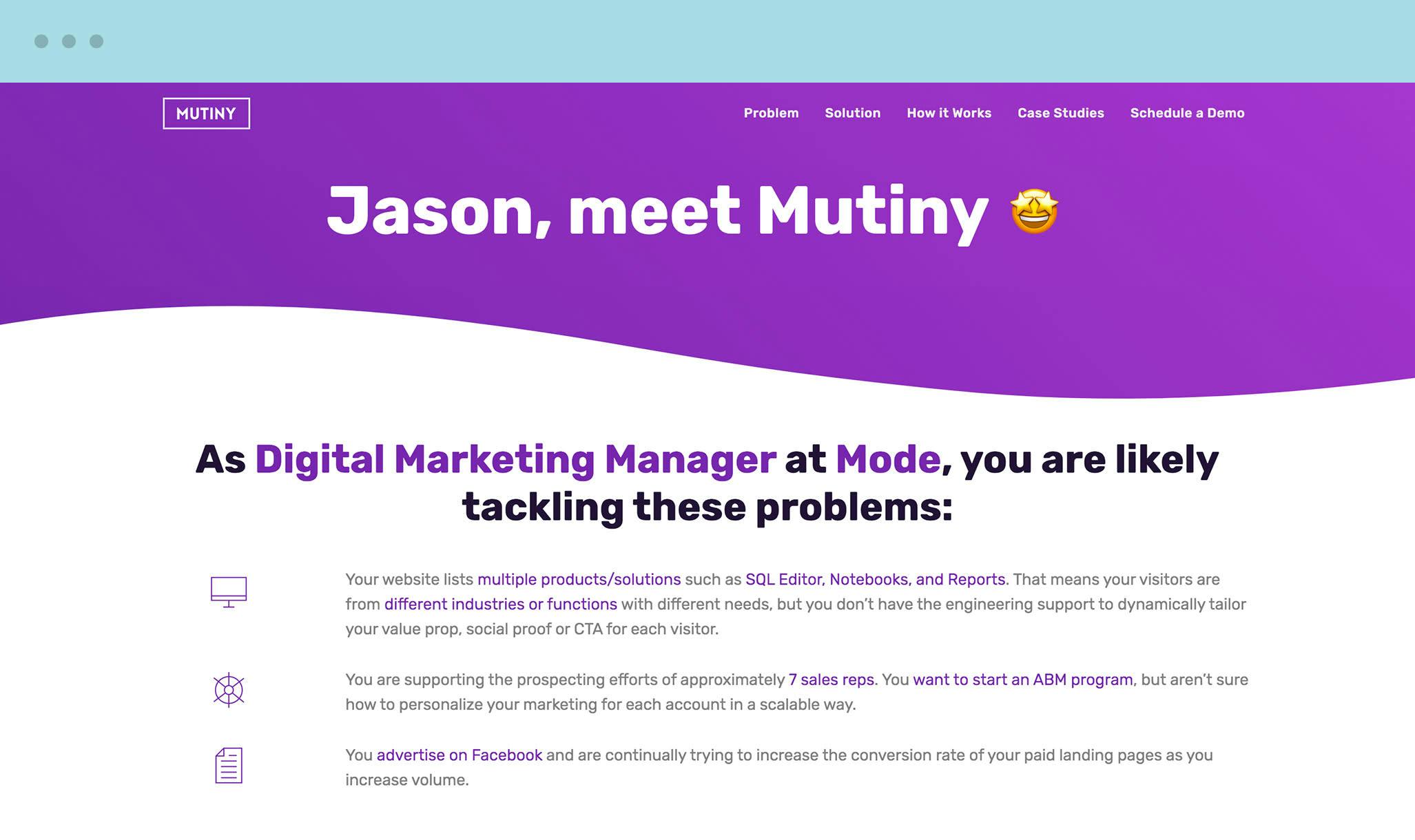 Mutiny's ABM page for Jason