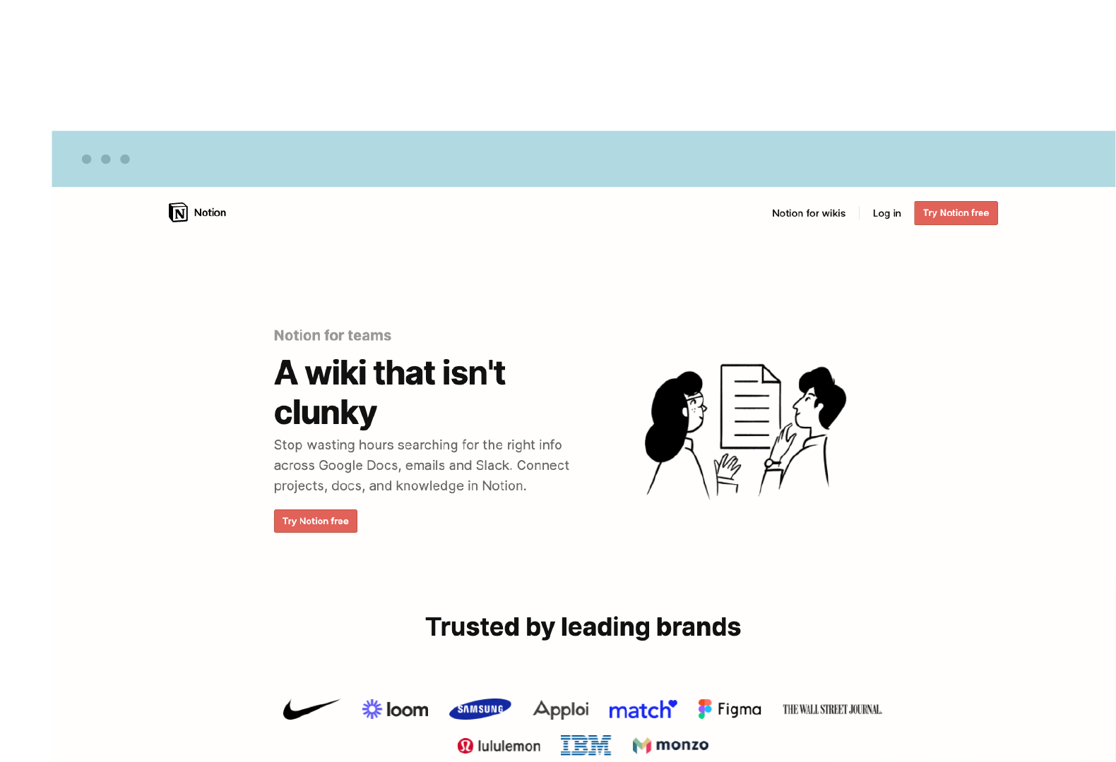 Personalized version of Notion's paid landing page